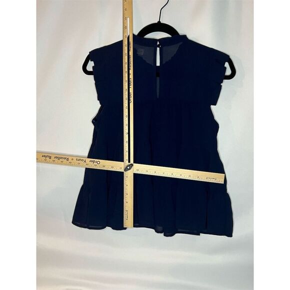 Monteau Los Angeles Women's M Navy Blue Tiered Flutter Sleeve Dress - Picture 4 of 8
